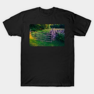 wooden gate meets dry stone wall T-Shirt